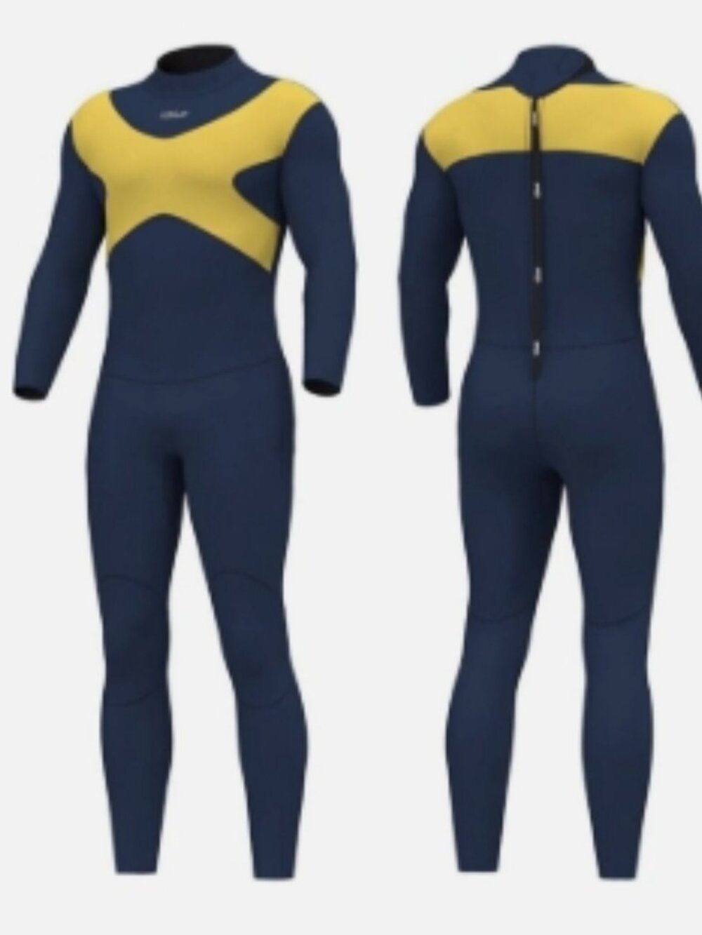 NWT HEVTO Full Body Wetsuit Watersport 3mm Neoprene Yellow/Navy Size S